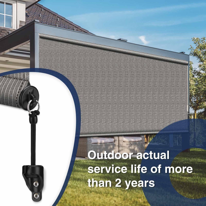 IVYSUN Sun Shade Replacement Parts Shade Tie Downs and End Cap with Ring Kit Reinforced End Cap Weather Resistance Compatible with Coolaroo Exterior Roller Shade Outdoor Blinds(Black 2 Set) - Image 2